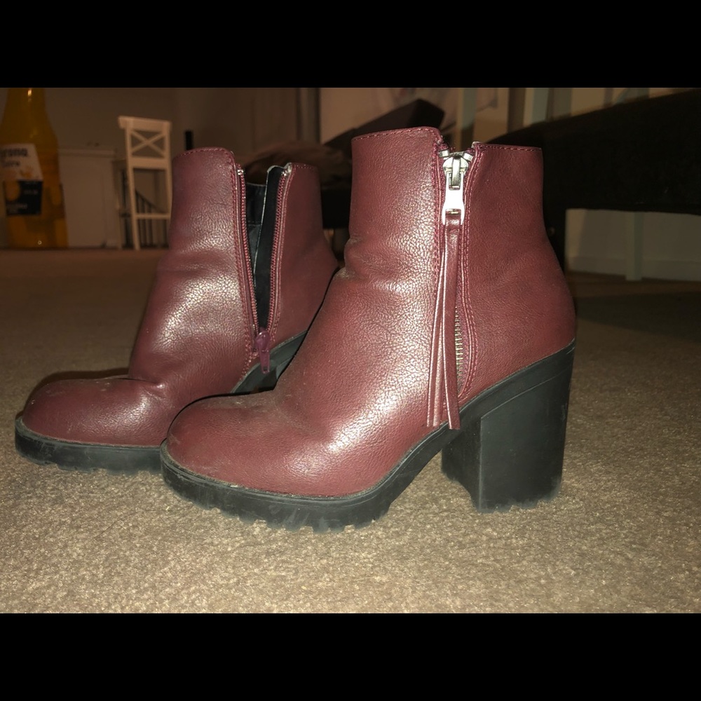 Red leather boots